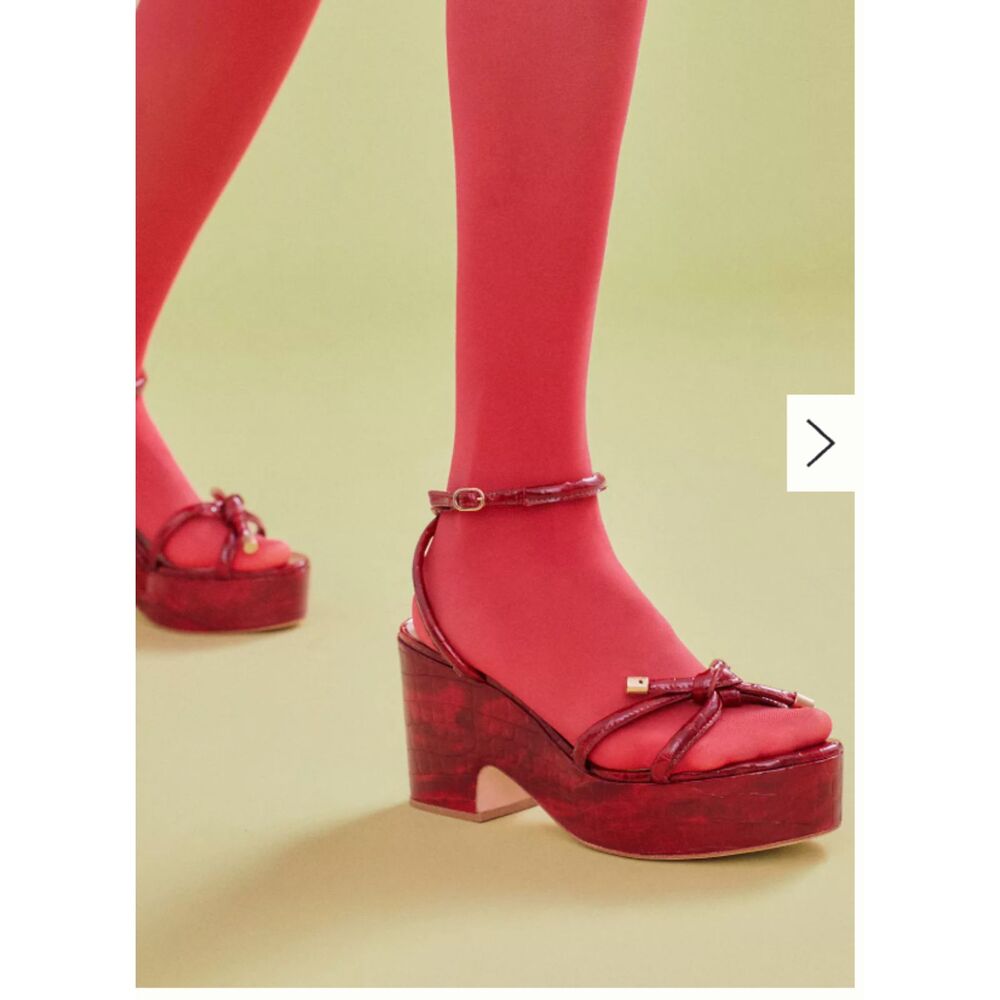 Guilhermina Red Tie Platform Heels - size 37EUR / 7 US - Picture 5 of 5